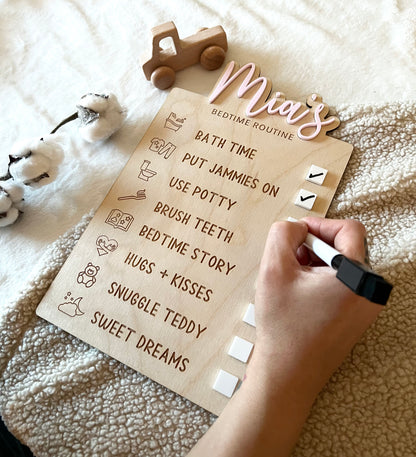 Custom Bedtime Routine Checklist Board - Bedtime routine chart