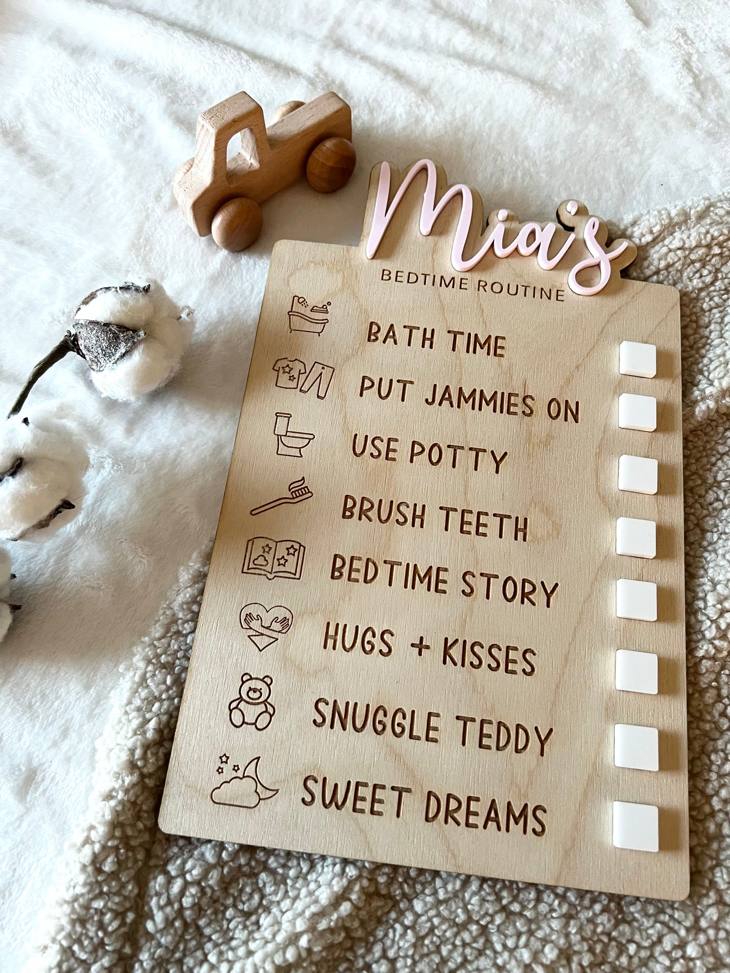 Custom Bedtime Routine Checklist Board - Bedtime routine chart