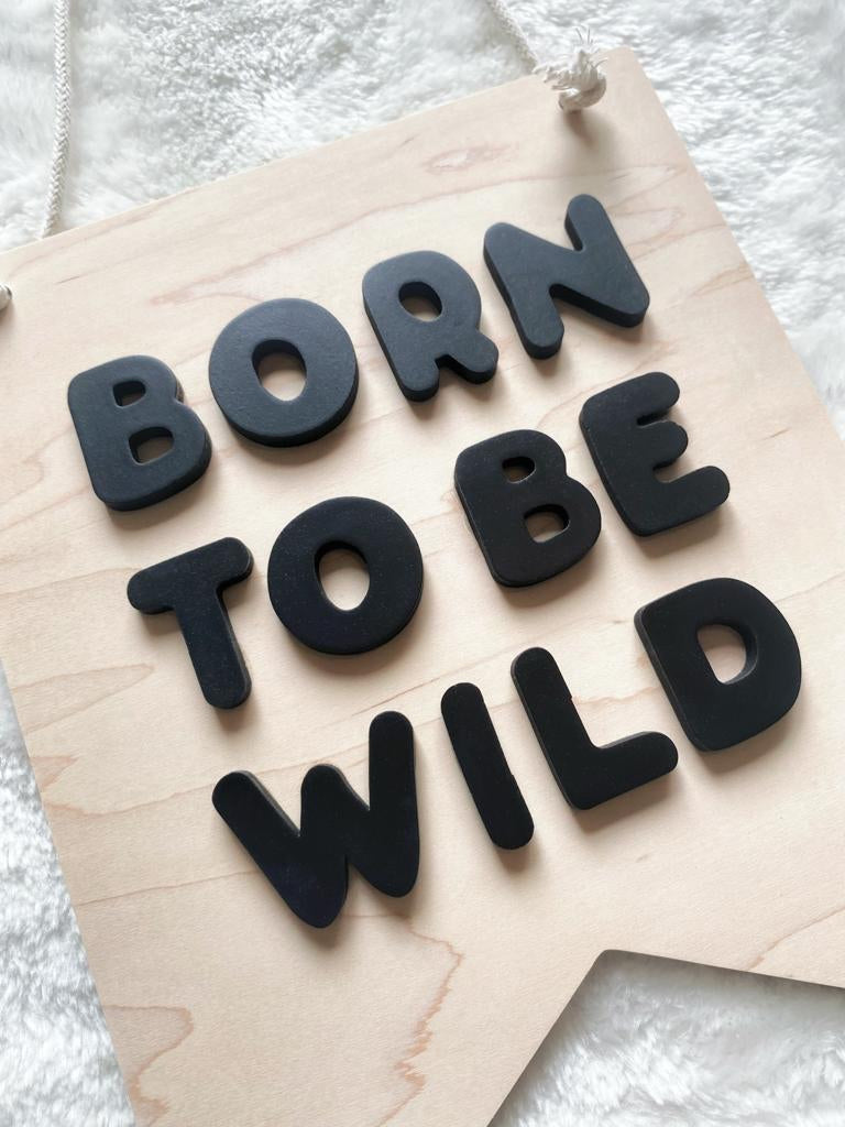 Born To Be Wild - Modern Boho Style Wooden Banner with Organic Cotton Rope