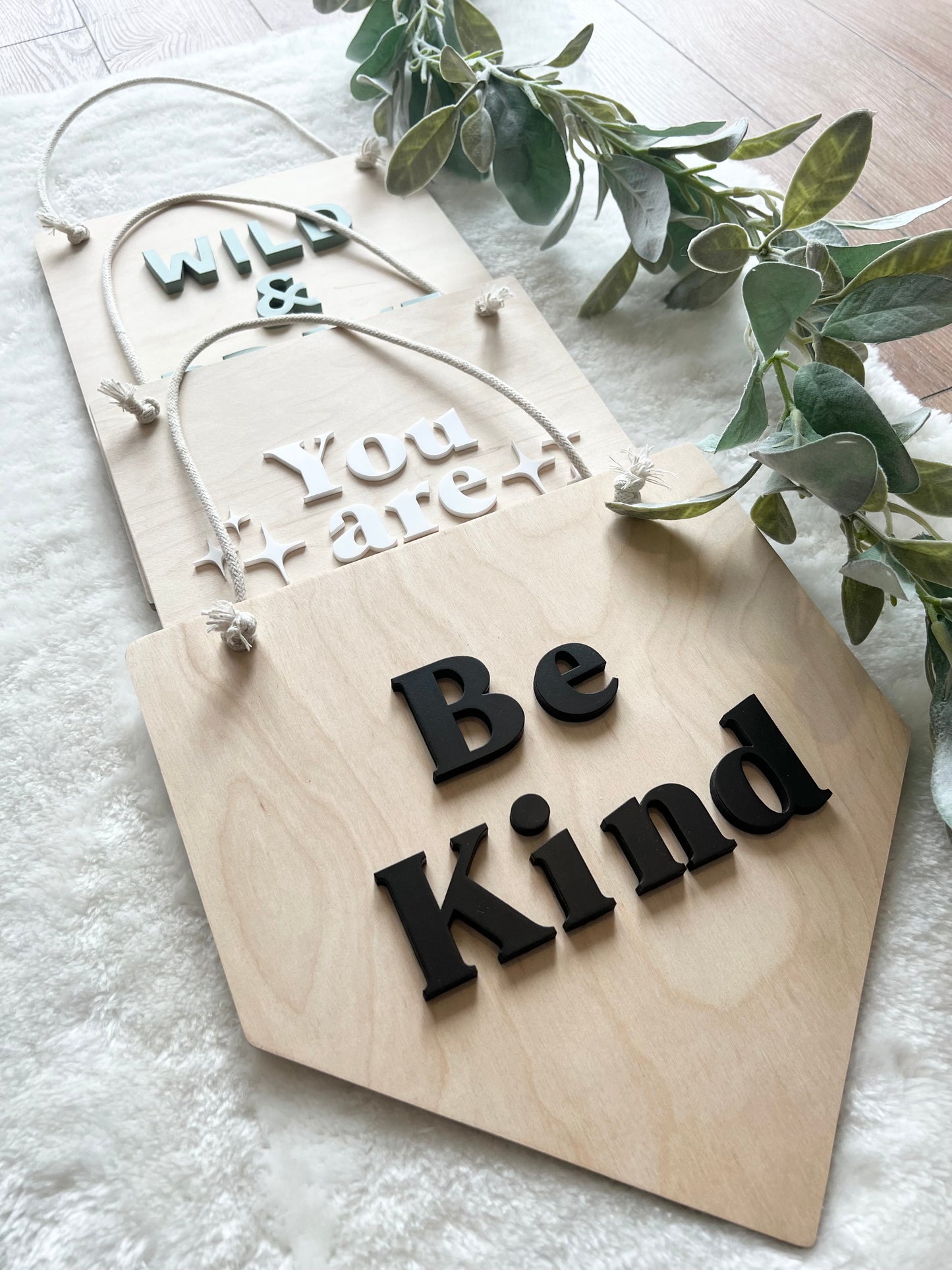 Be Kind wooden banner - Kids room Boho Style wall art